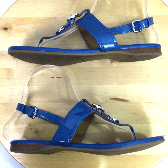 Coach Cassidy Women's Patent Leather T-Strap Buckle Open Toe Blue Sandal 7B - Picture 9 of 12